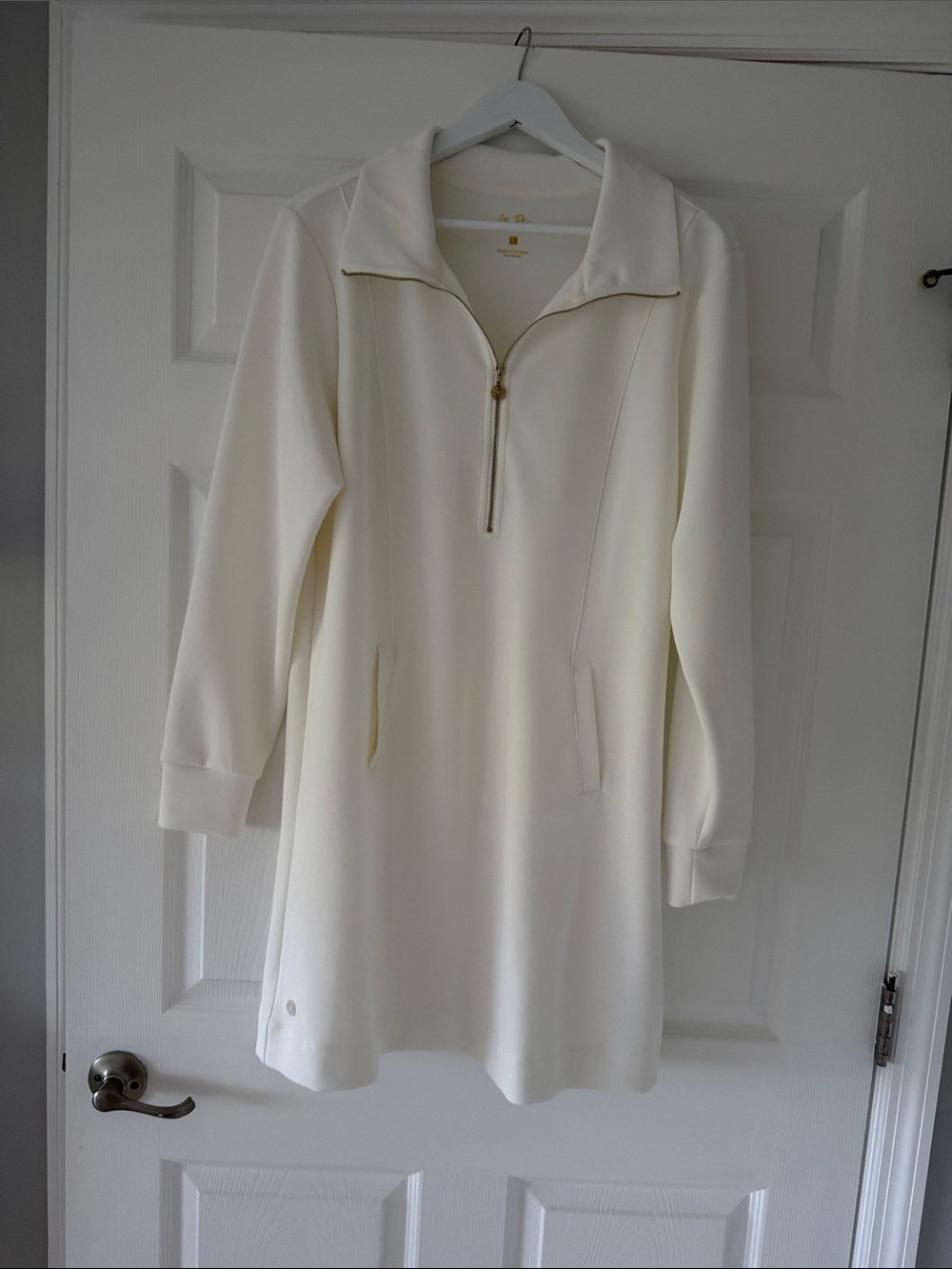 Lilly Pulitzer Cream Half-Zip Mini Dress with Gold Zipper
